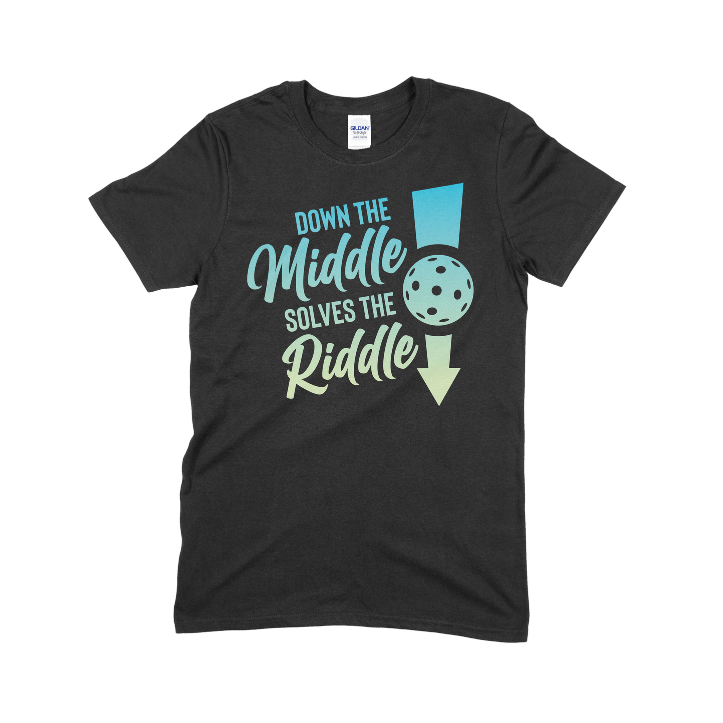 Down the Middle, Solves the Riddle - Pickleball Unisex Softstyle T-Shirt