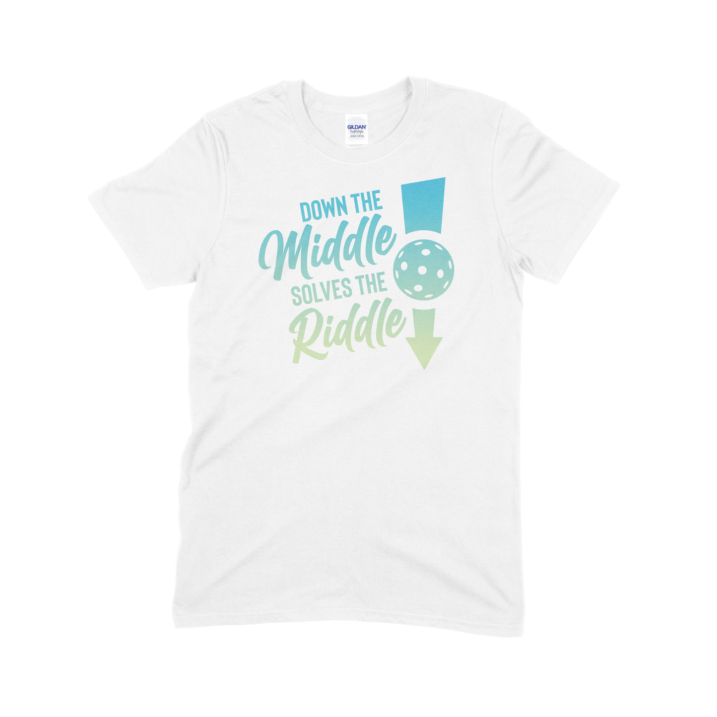 Down the Middle, Solves the Riddle - Pickleball Unisex Softstyle T-Shirt