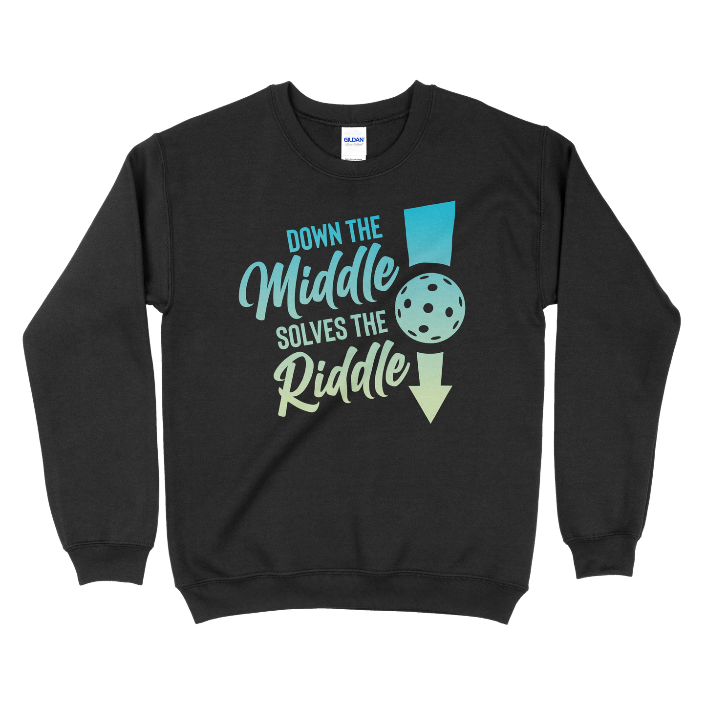 Down the Middle, Solves the Riddle - Pickleball Unisex Heavy Blend™ Crewneck Sweatshirt