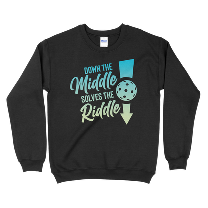 Down the Middle, Solves the Riddle - Pickleball Unisex Heavy Blend™ Crewneck Sweatshirt