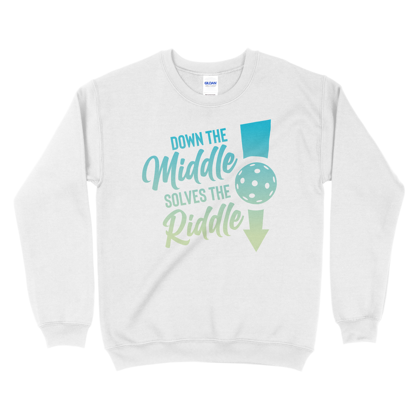 Down the Middle, Solves the Riddle - Pickleball Unisex Heavy Blend™ Crewneck Sweatshirt