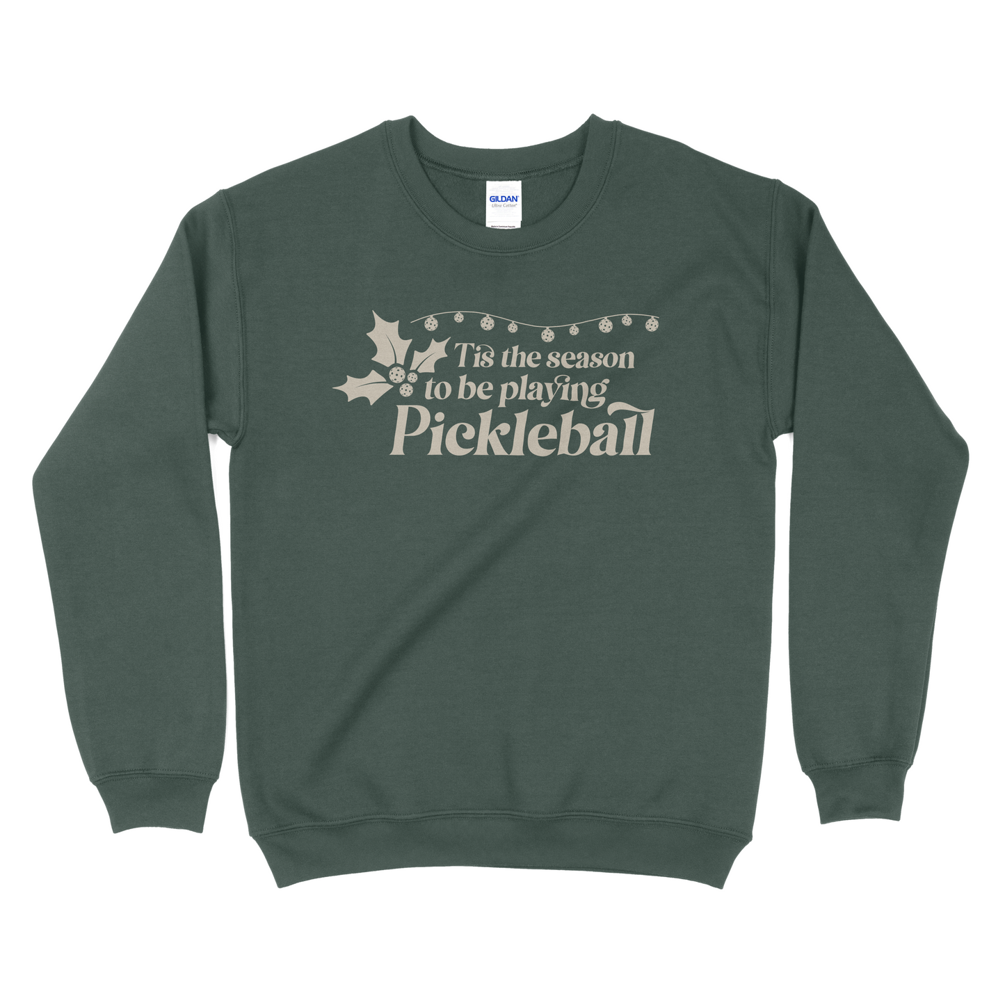 Tis The Season To Be Playing Pickleball - Pickleball Unisex Heavy Blend™ Crewneck Sweatshirt